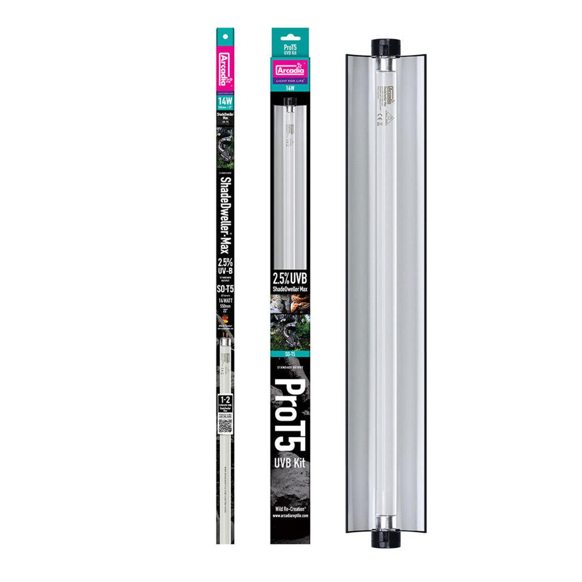 Arcadia T5 UVB Max Kit, ShadeDweller, 2.5% UVB, 14w
